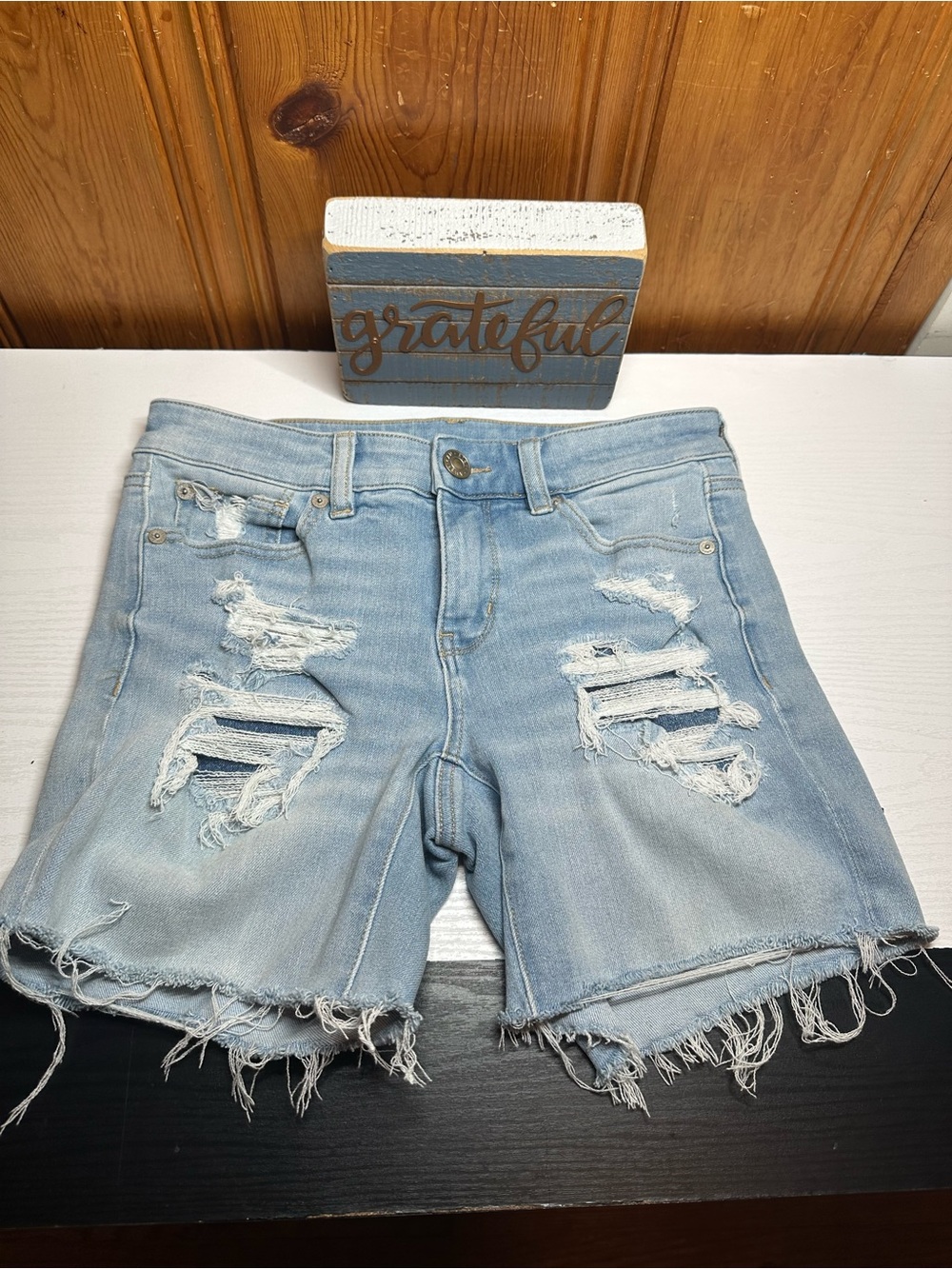 American Eagle Light Blue Denim Shorts